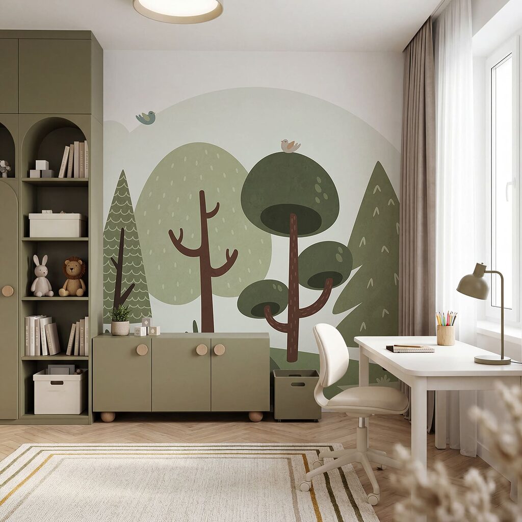 Stylised trees on hills — interior 2