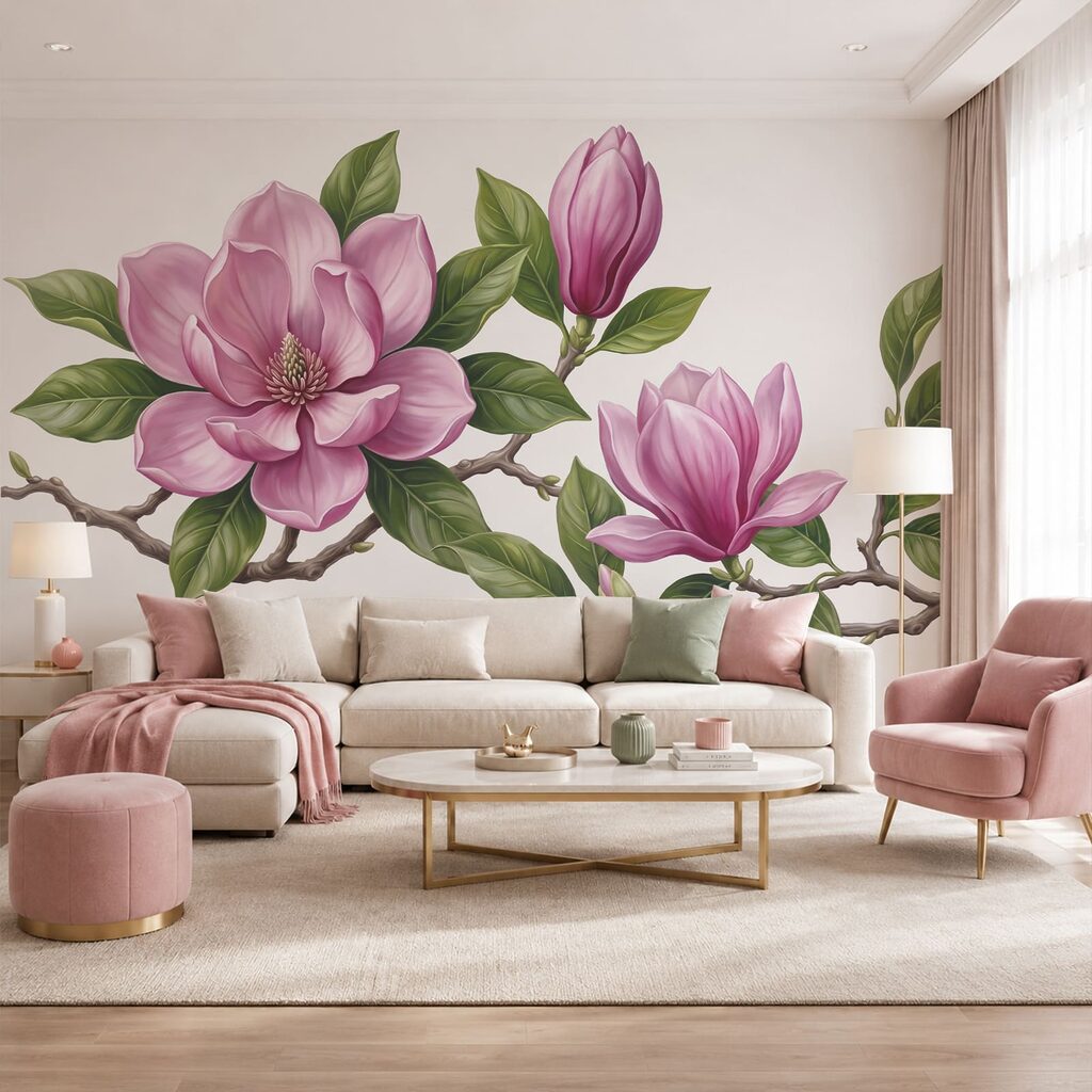 Pink magnolia branch — interior 1