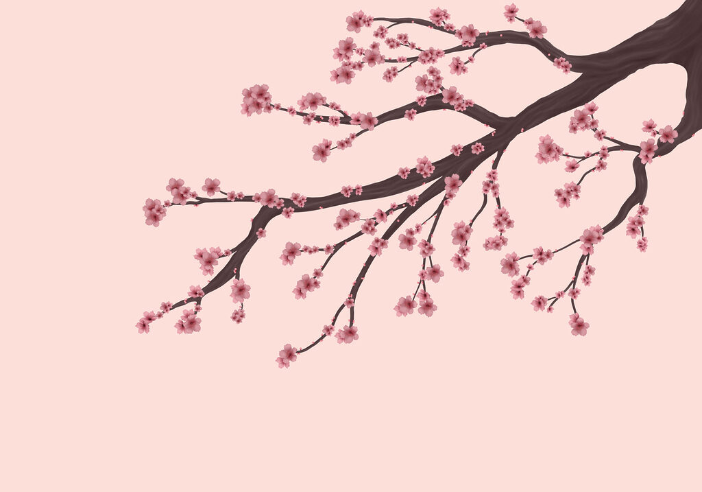 Blossom branch reaching out — full design