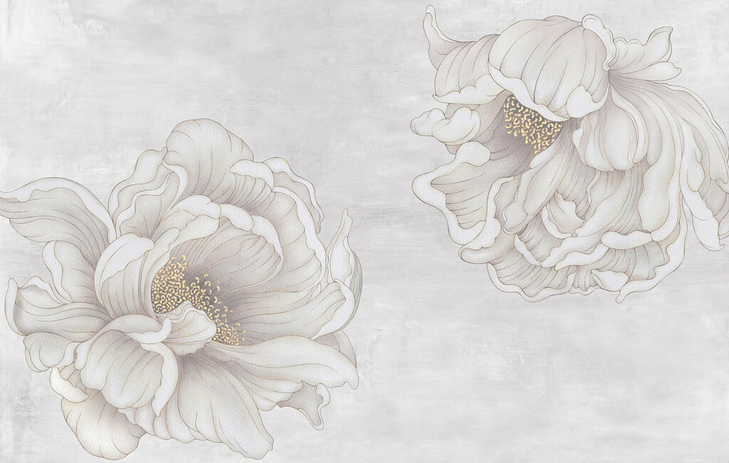 Large grey flower outlines — full design