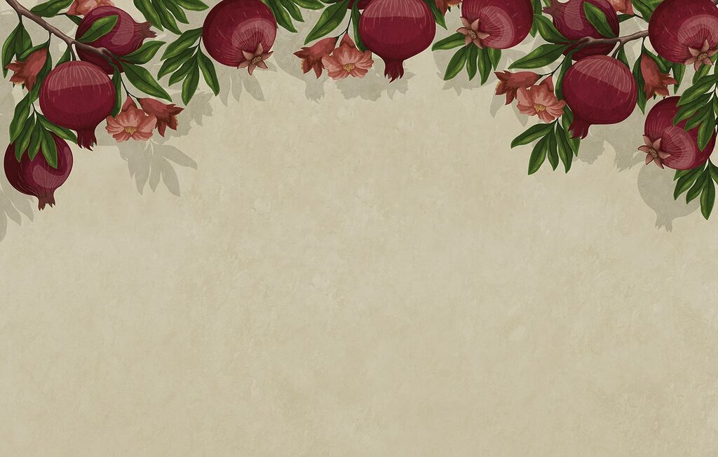 Pomegranates along the top — full design