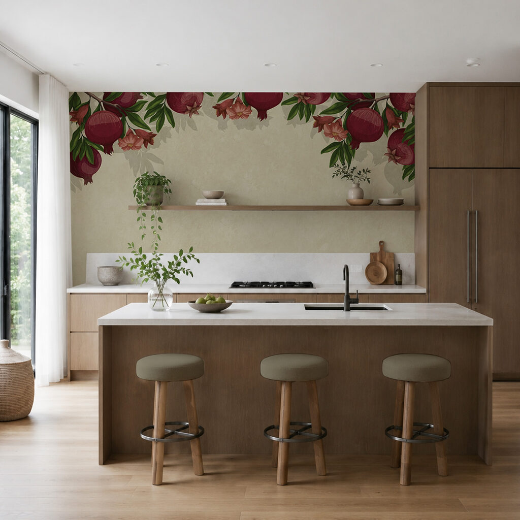 Pomegranates along the top — interior 2