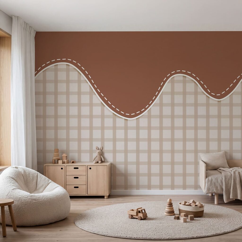 Gingham Waves in an interior