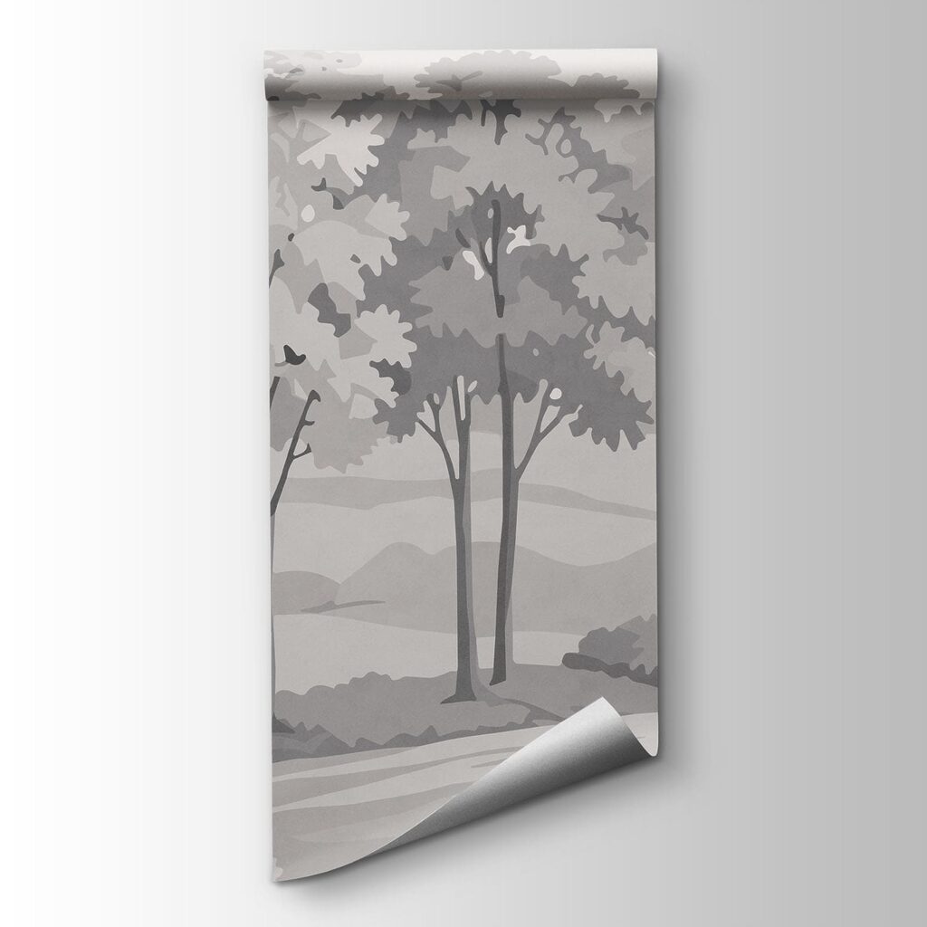 Grey countryside line drawing — product view