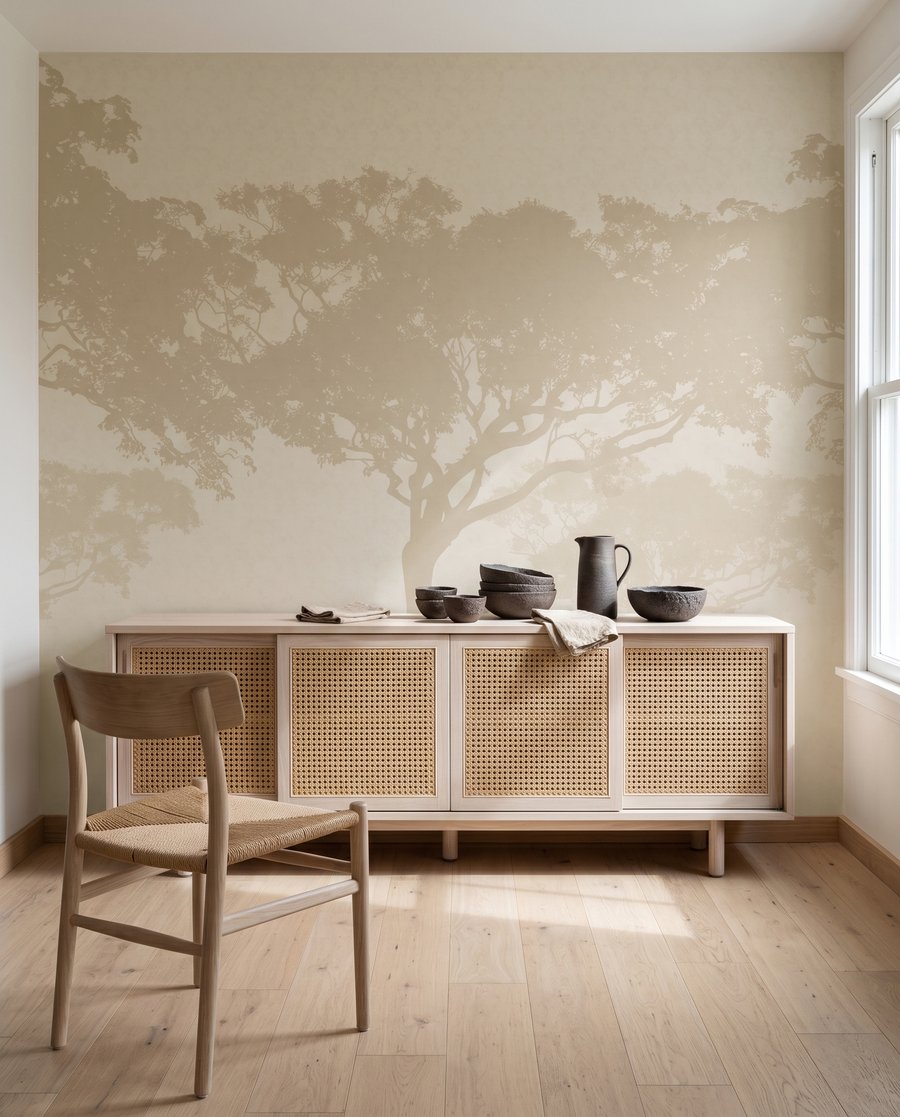 Trees in Silhouette in an interior