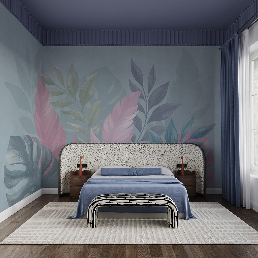 Tropical leaves in pink — interior 2