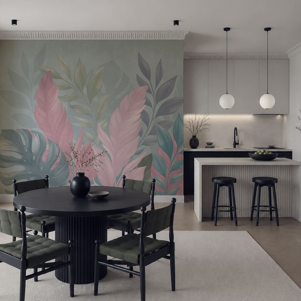 Tropical leaves in pink — interior 4