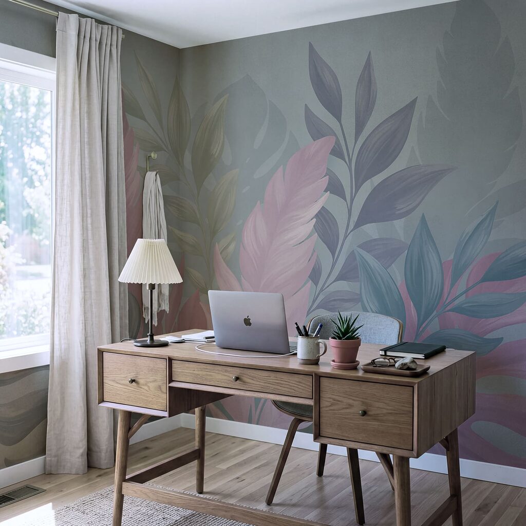 Tropical leaves in pink — interior 1