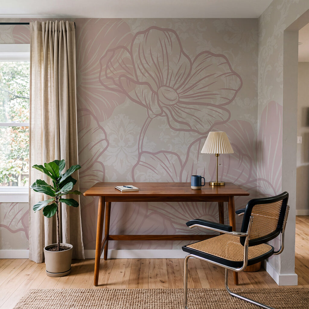 Pink flowers over ornament — interior 4