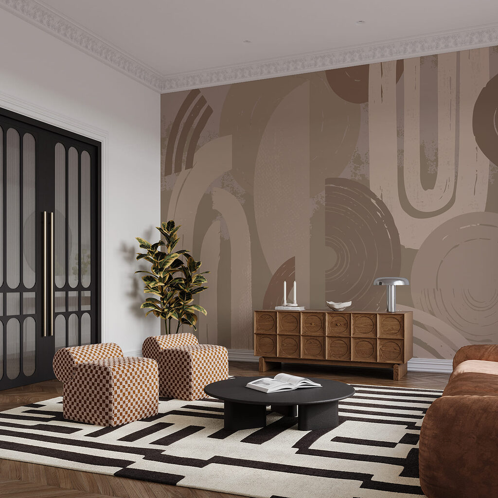 Earthy shapes with brushstrokes — interior 2