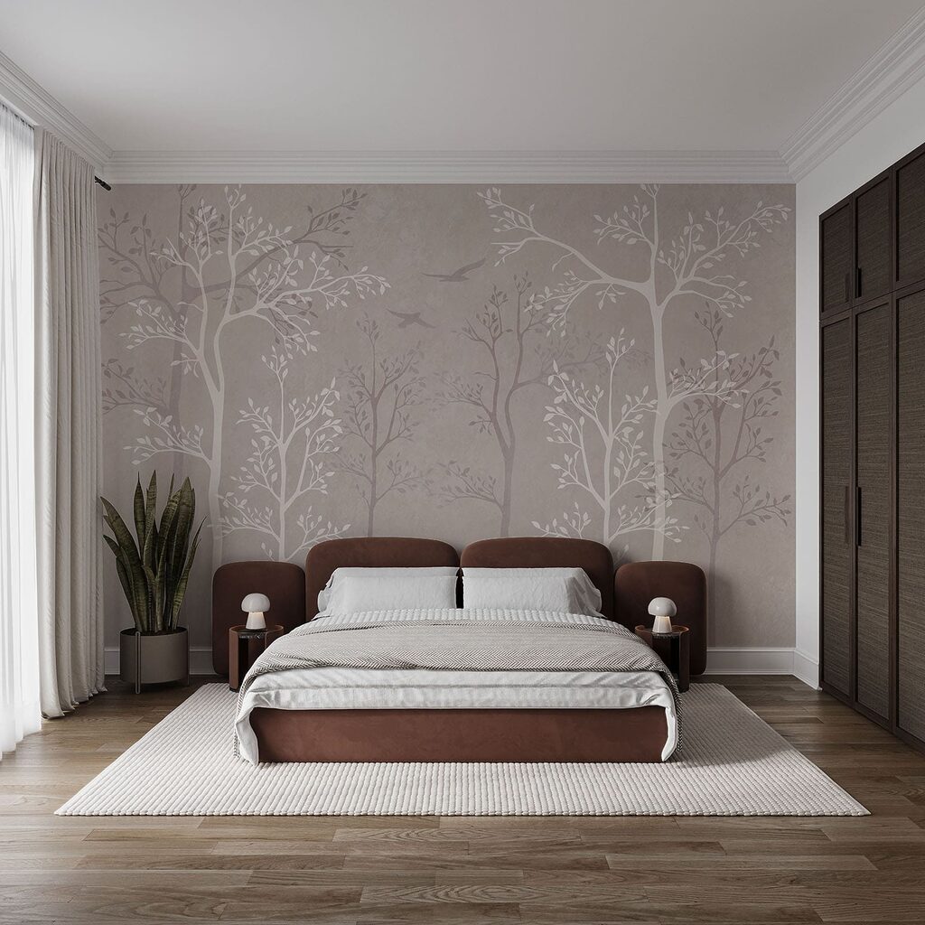 Slender trees in silhouette — interior 2