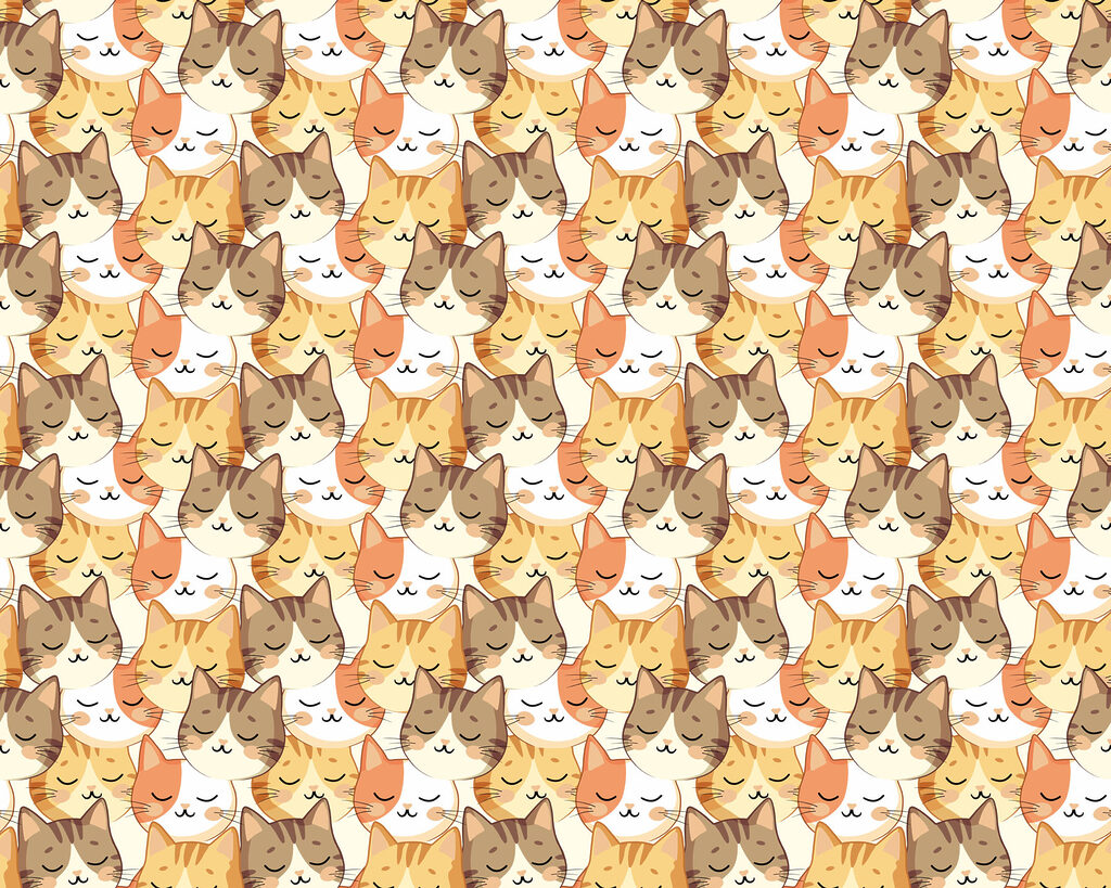 Rows of cat faces — full design
