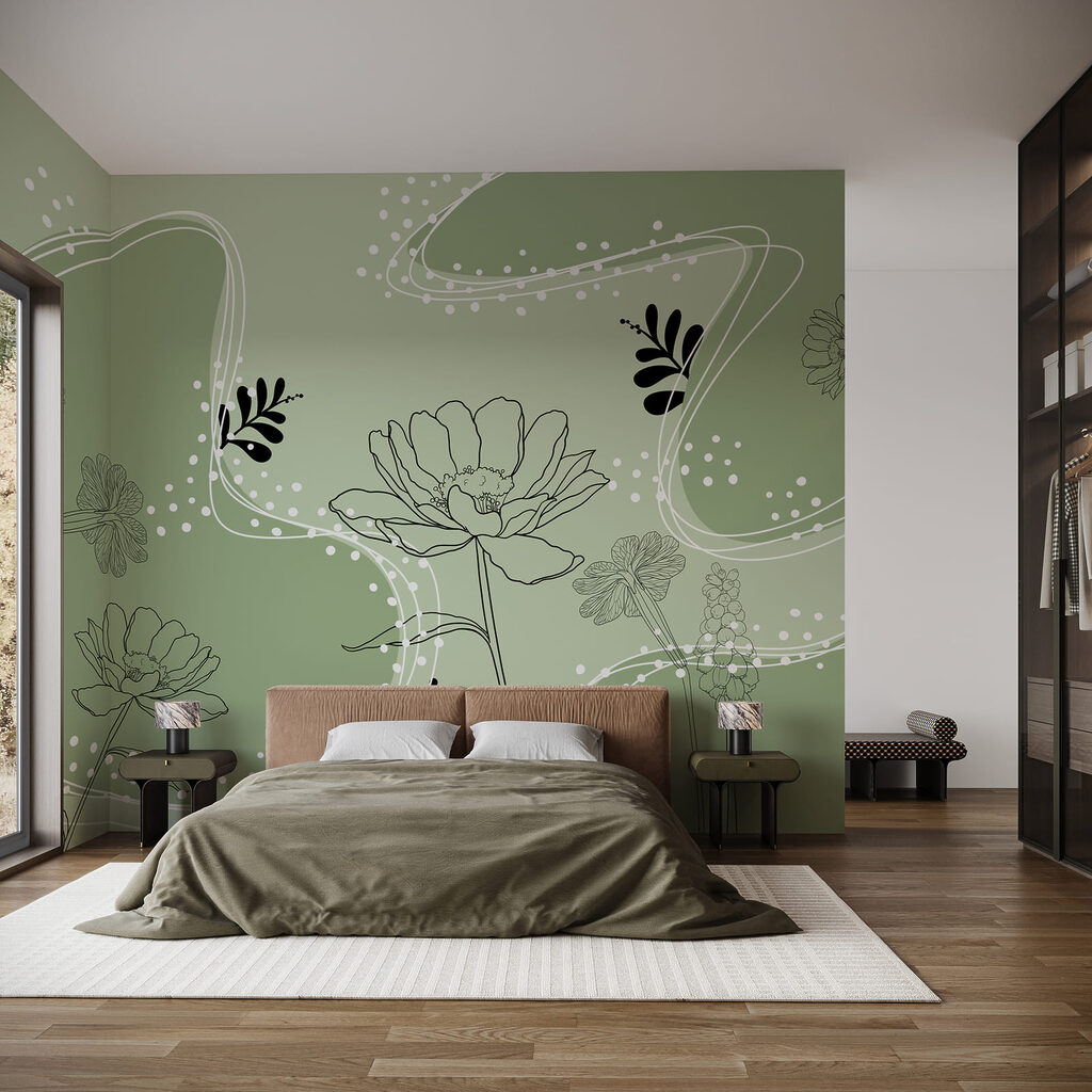 Flowers among dotted waves — interior 2