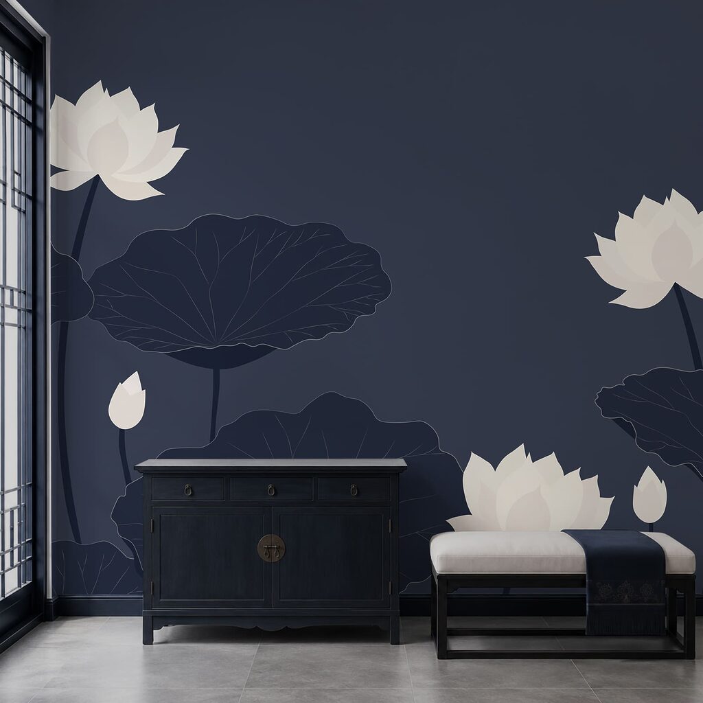 Lotus above round leaves — interior 1