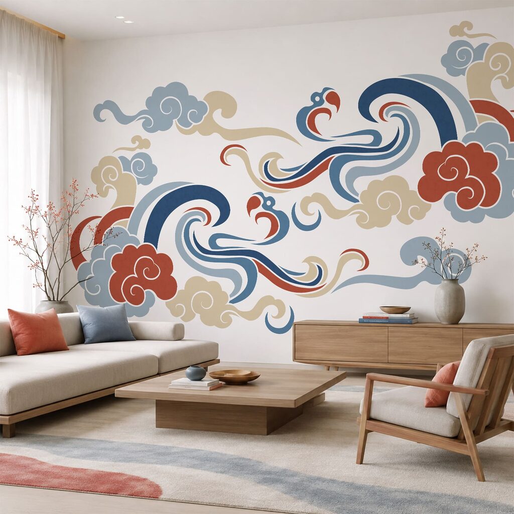 Decorative curling clouds — interior 2