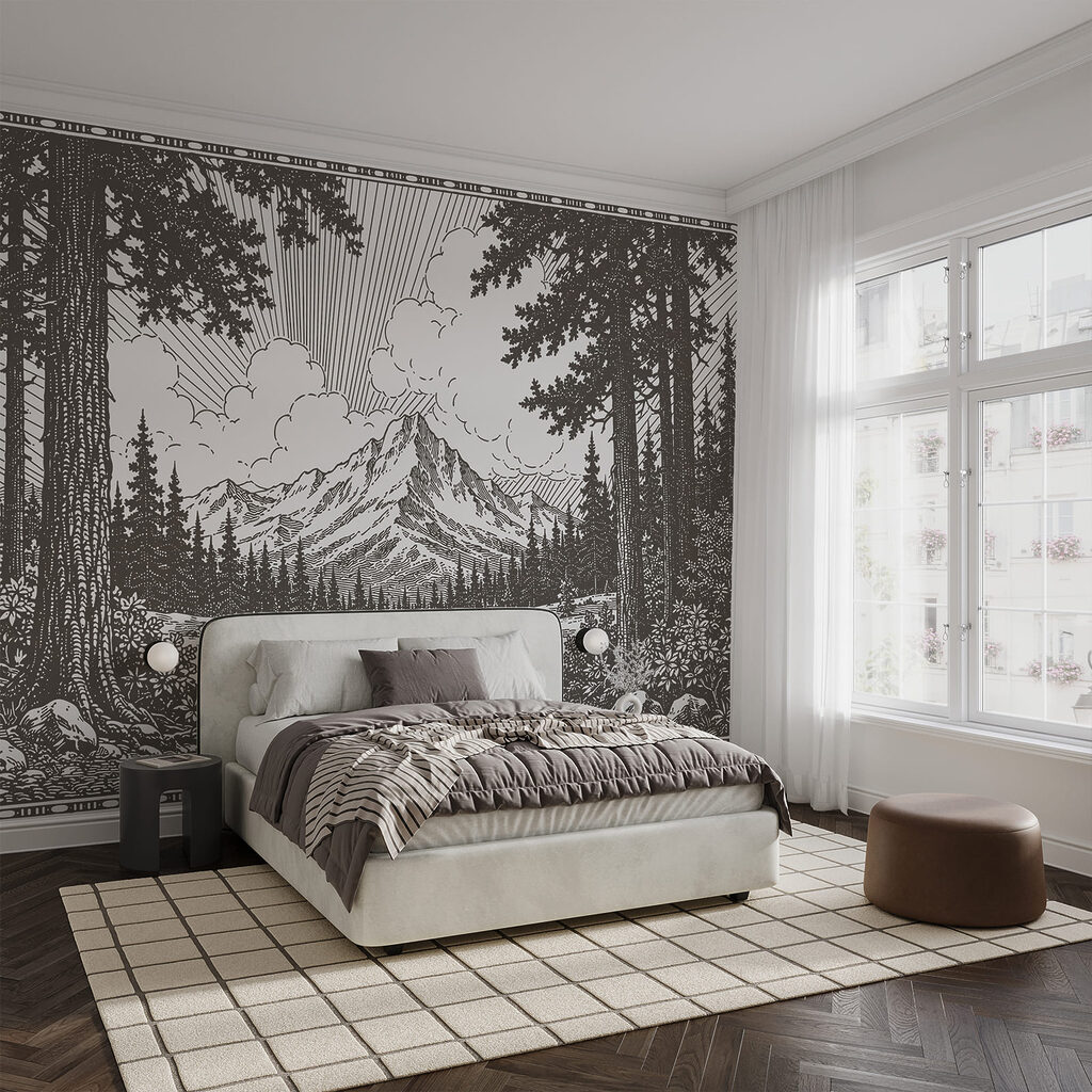 Mountain path and pines — interior 1