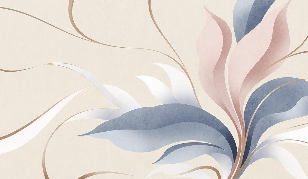 Fanning stylised leaves — full design