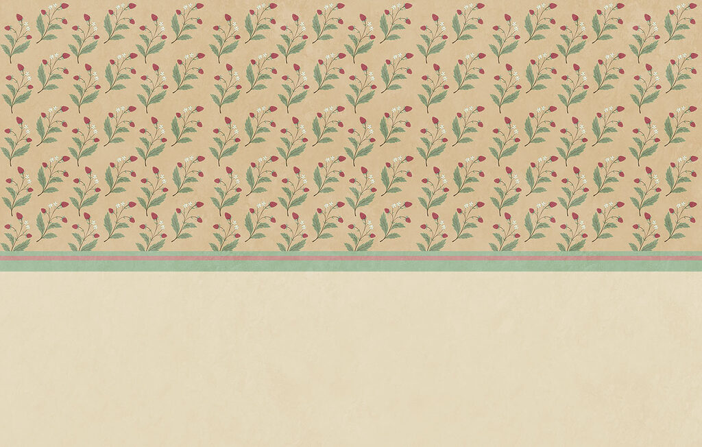 Flower sprigs on sand — full design