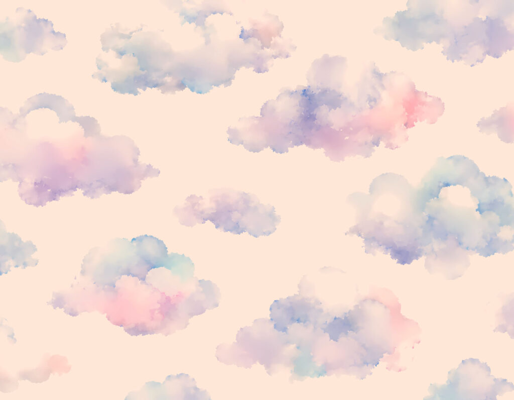 Soft watercolour clouds — full design