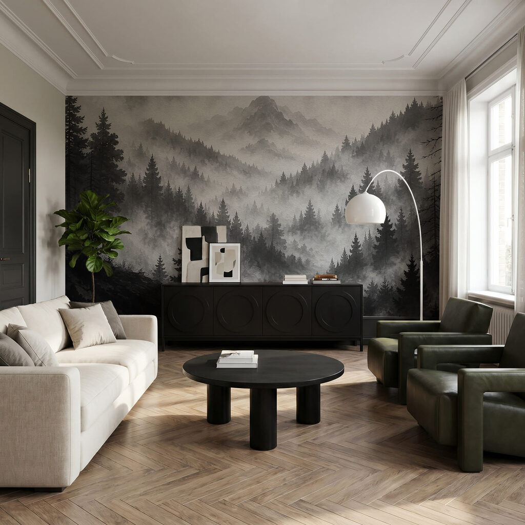 Pine valley in mist — interior 1