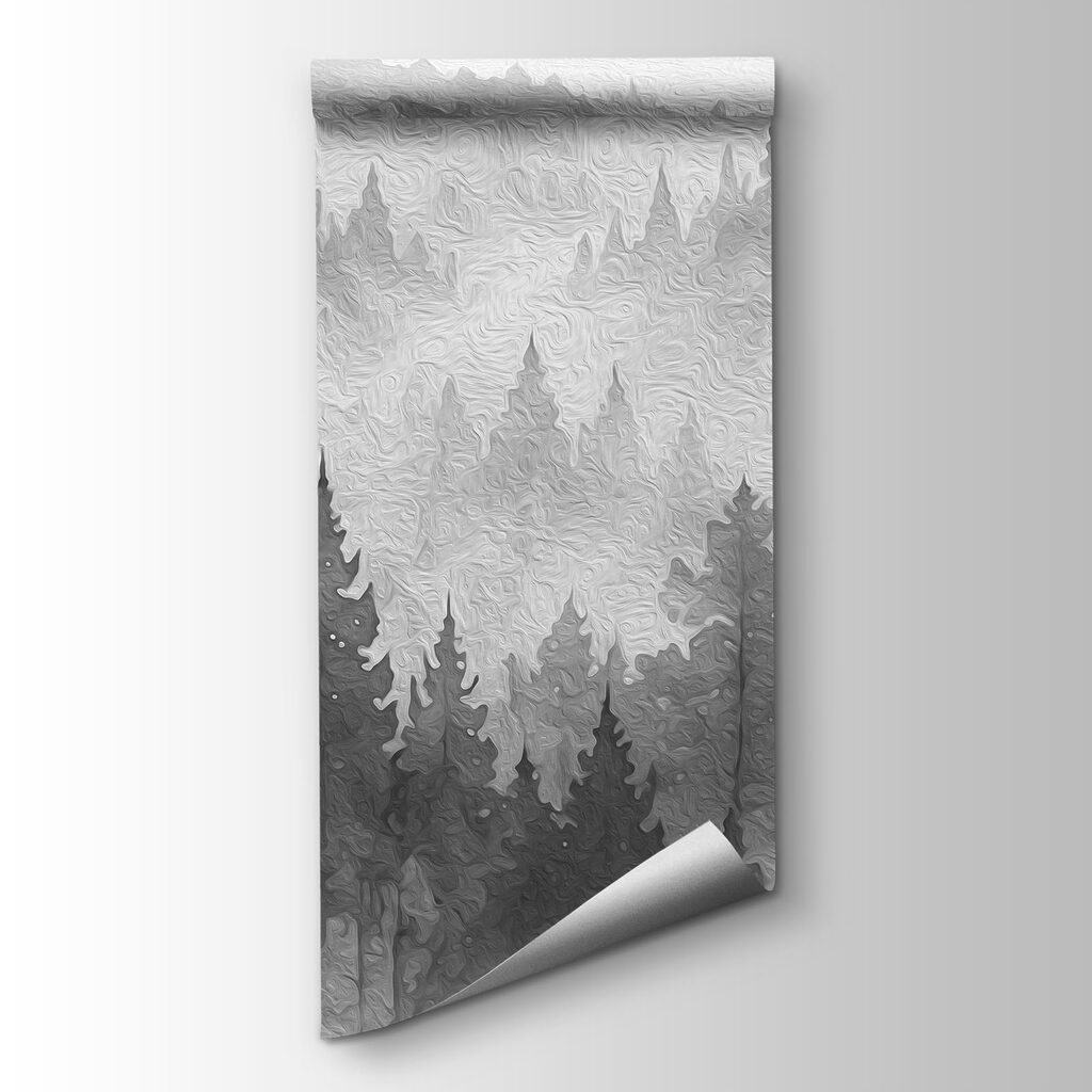 Pine valley in mist — product view
