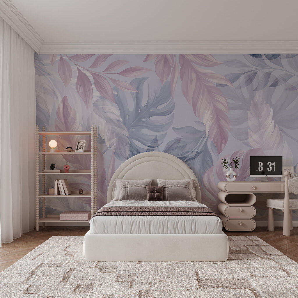 Pastel Leaf Tapestry in an interior