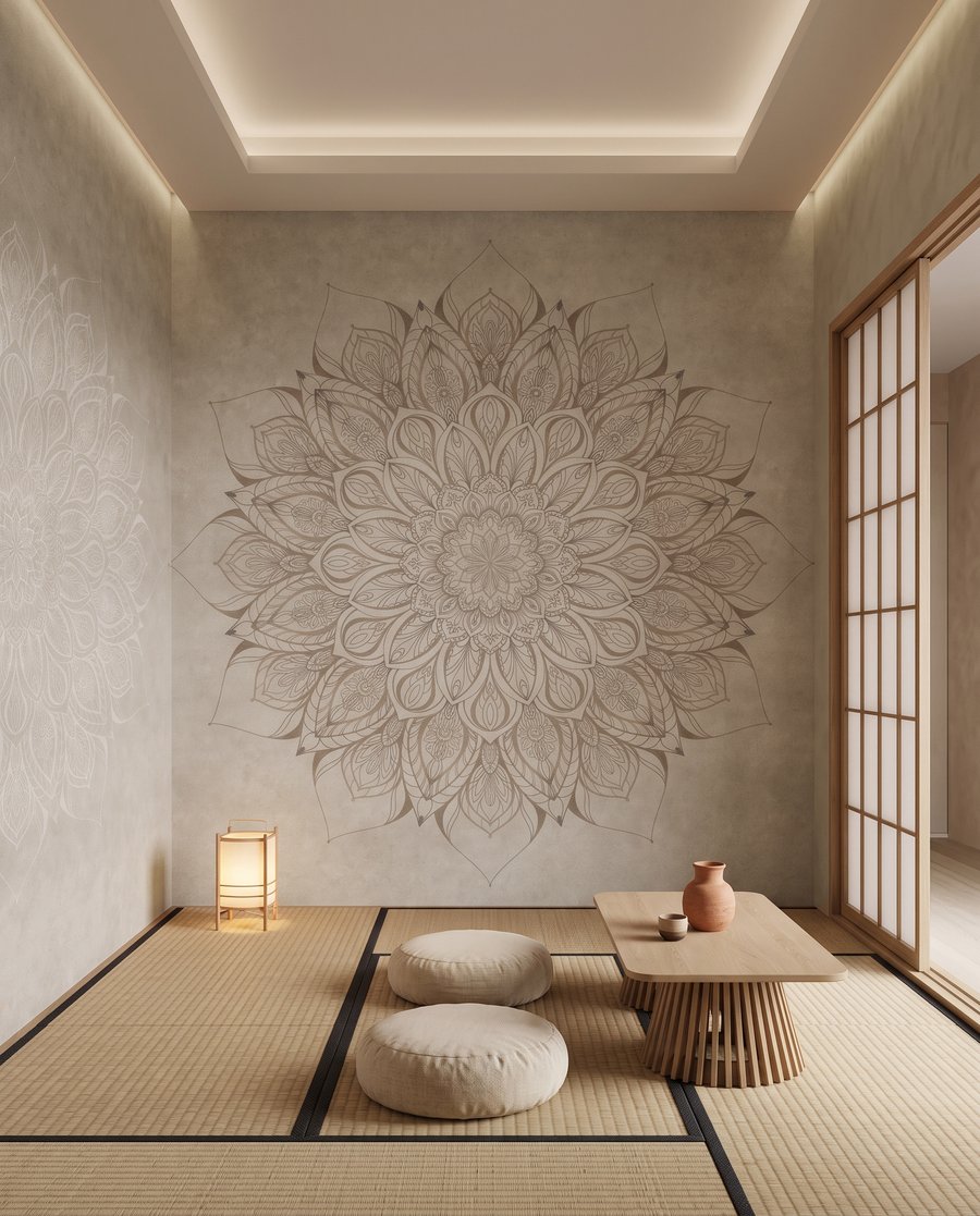 Weathered flower mandala — interior 1