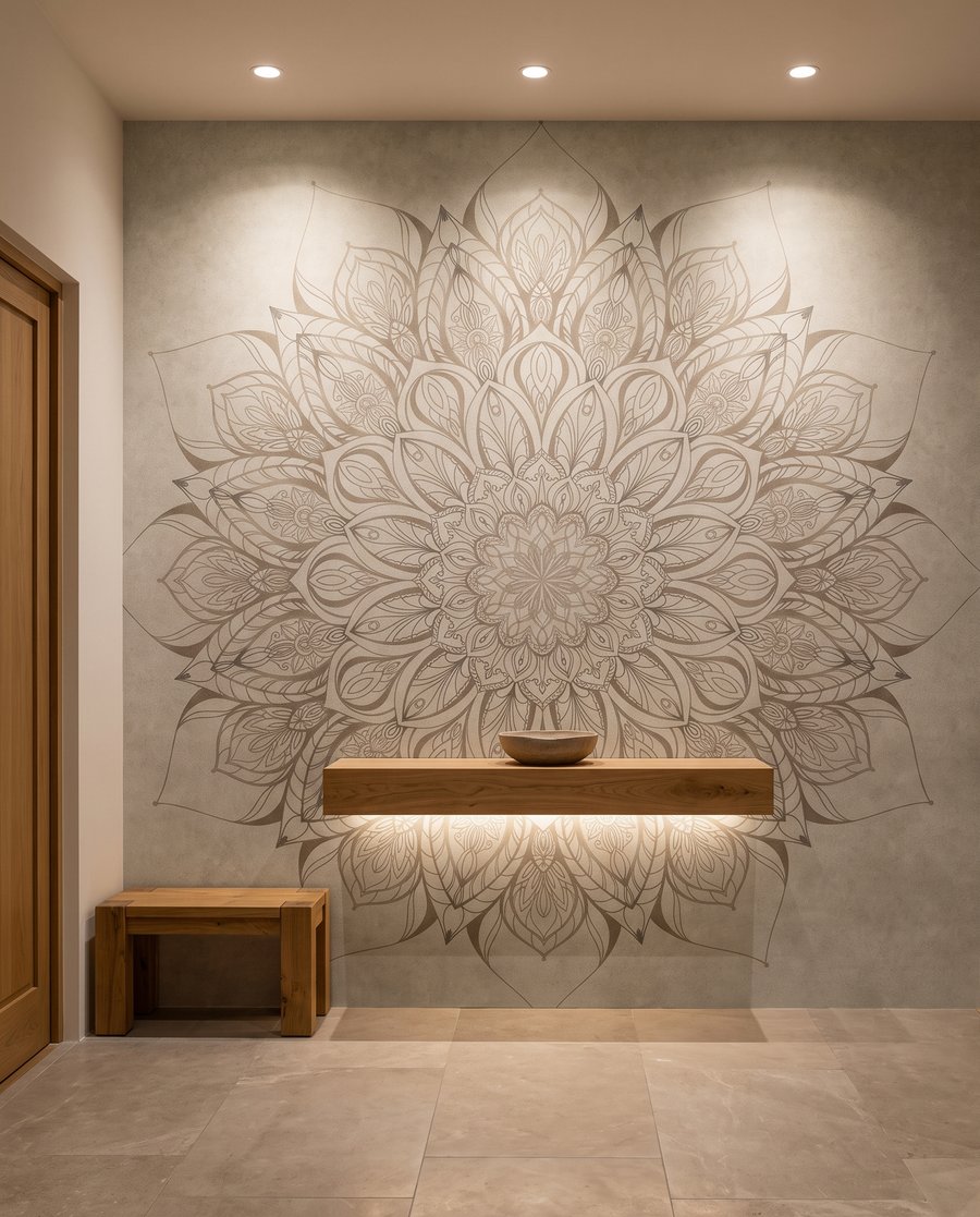 Weathered flower mandala — interior 3