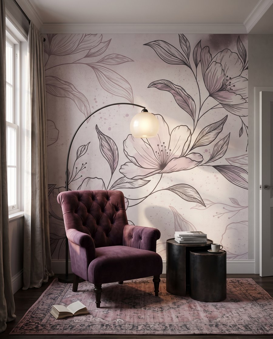 Floral Linework in an interior