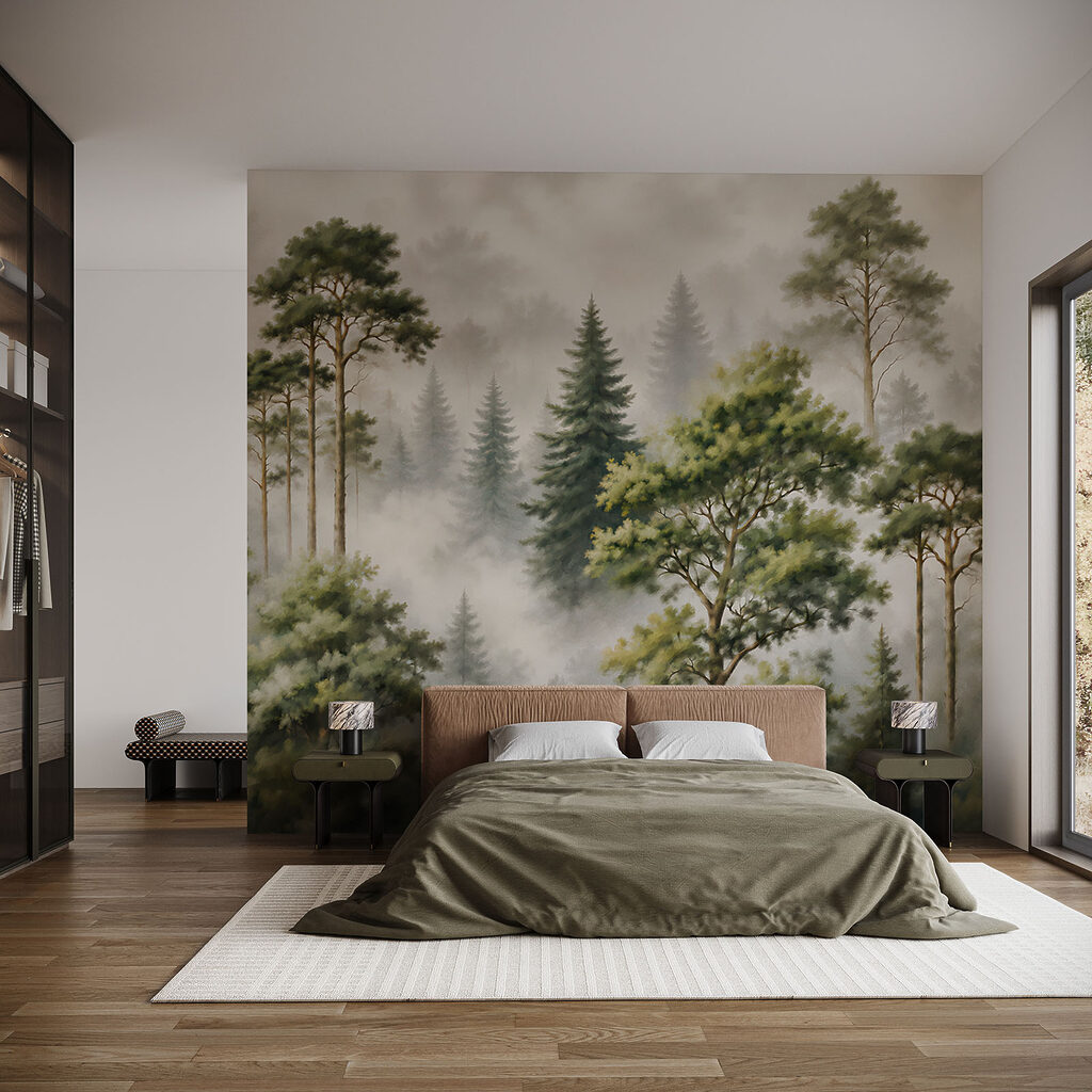 Conifers in mist — interior 2
