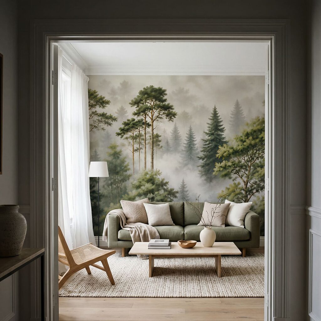 Conifers in mist — interior 1