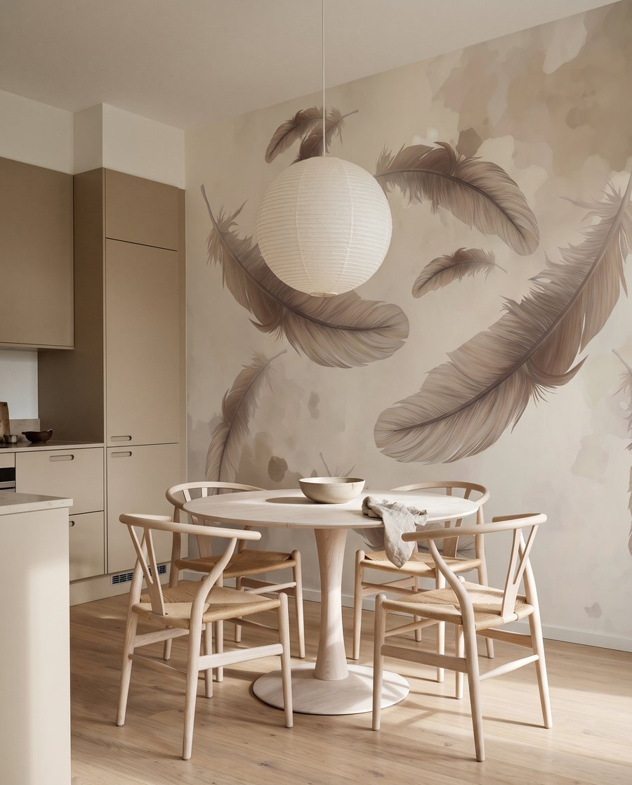 Feathers Adrift in an interior