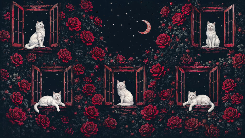 Rose Window Cats — full design