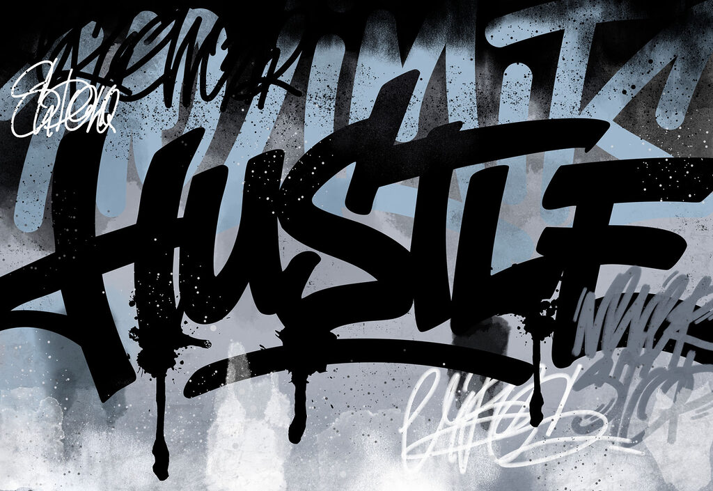 Hustle Lettering — full design
