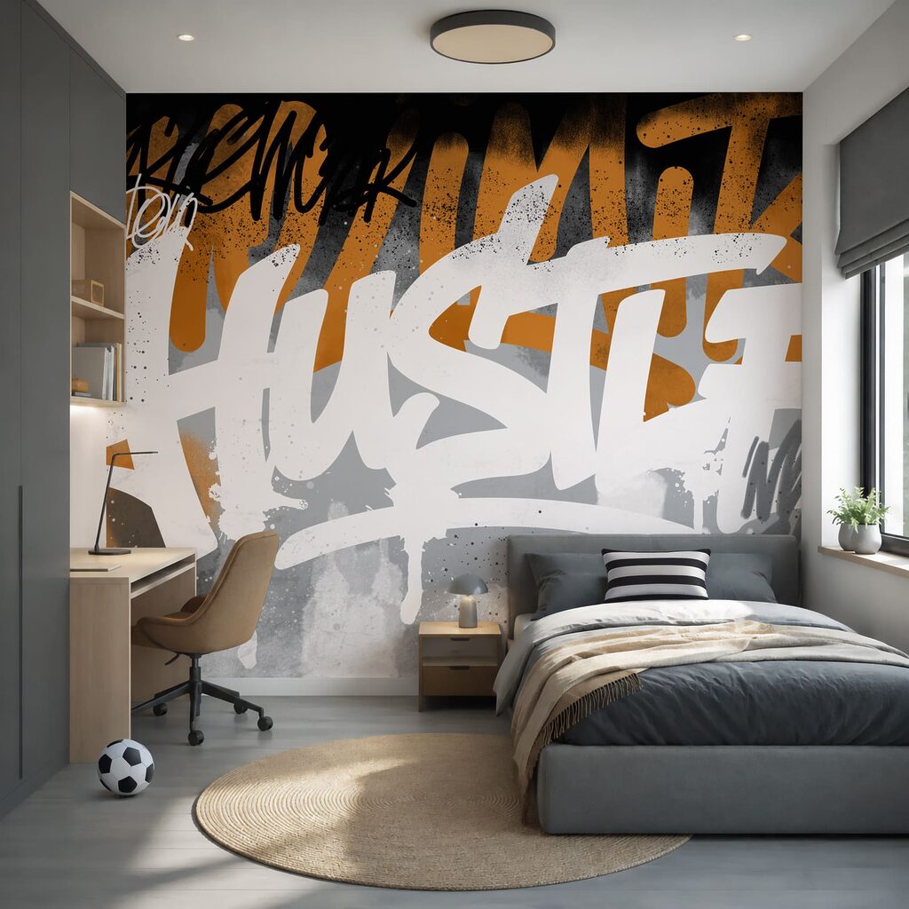 Graffiti letters over paint — interior 1