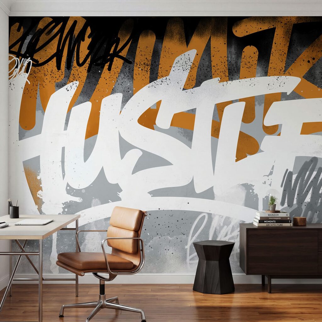 Graffiti letters over paint — interior 3
