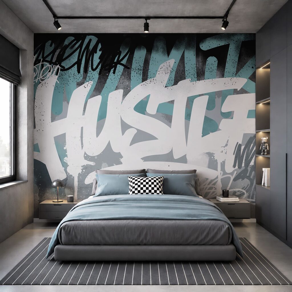 Graffiti letters over paint — interior 1