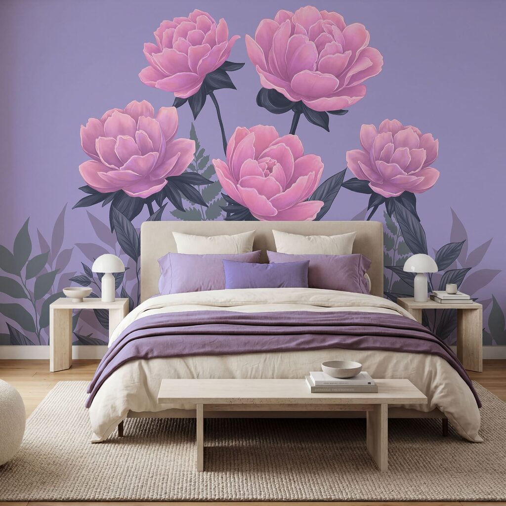 Peonies Above Ferns in an interior