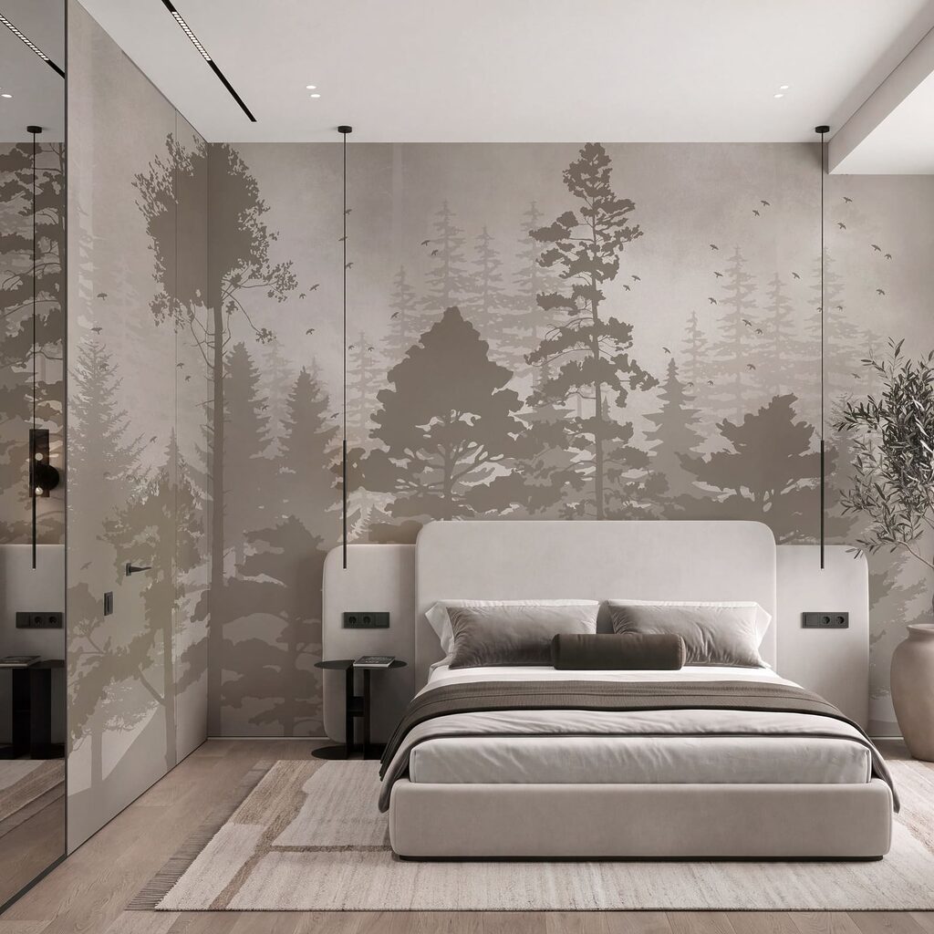 Birds Above Woodland in an interior