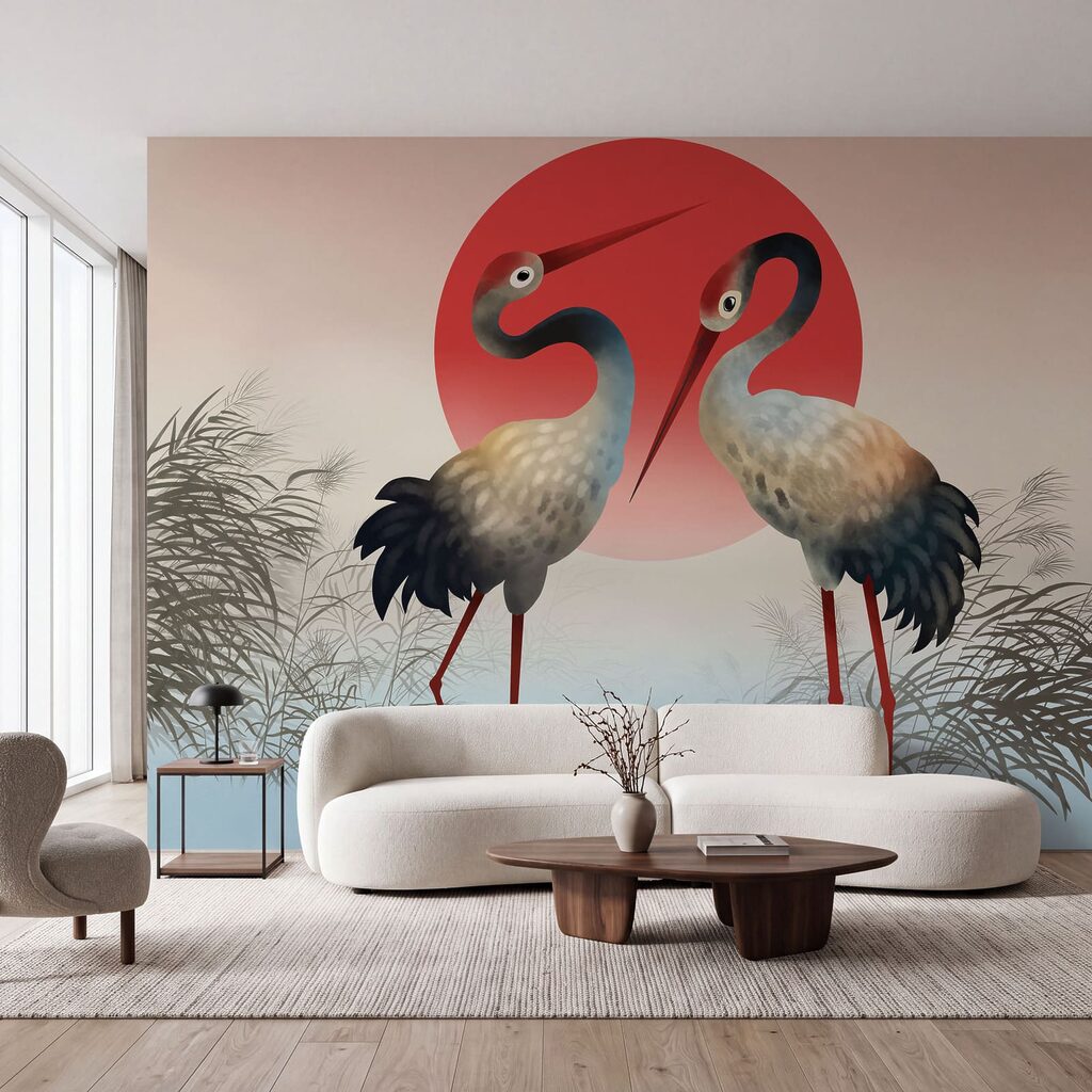 Cranes Before the Sun in an interior