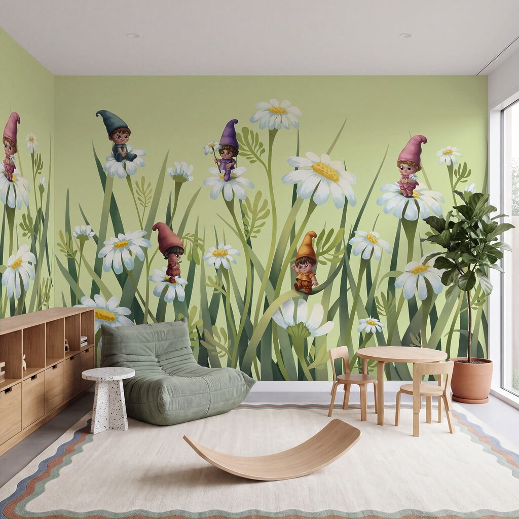 Gnomes Among Daisies in an interior