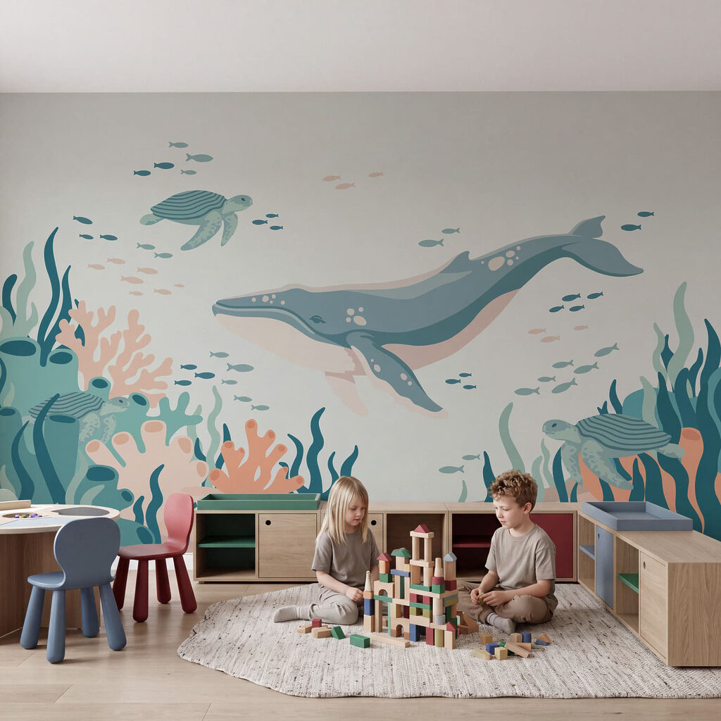 Whale and Turtle Journey in an interior