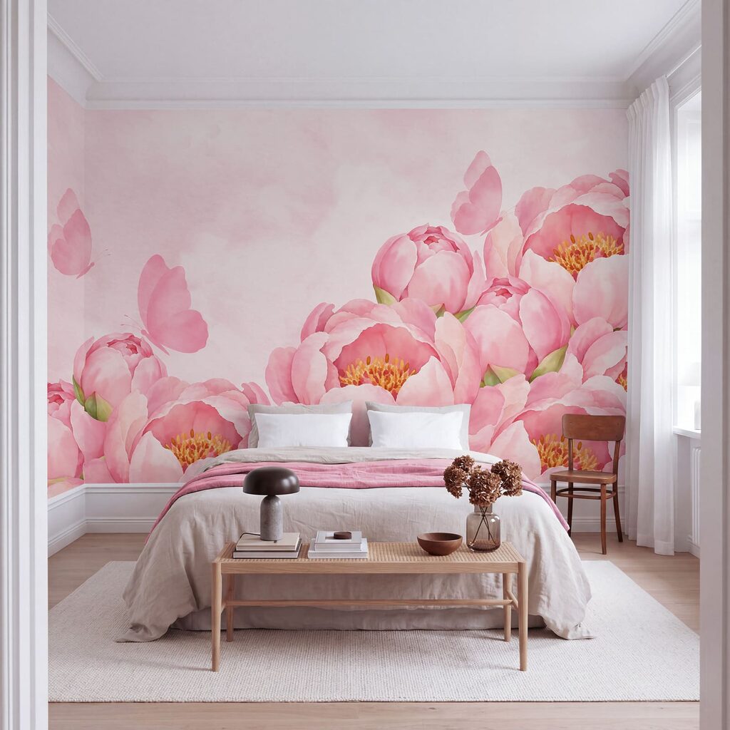 Peonies and Butterflies in an interior