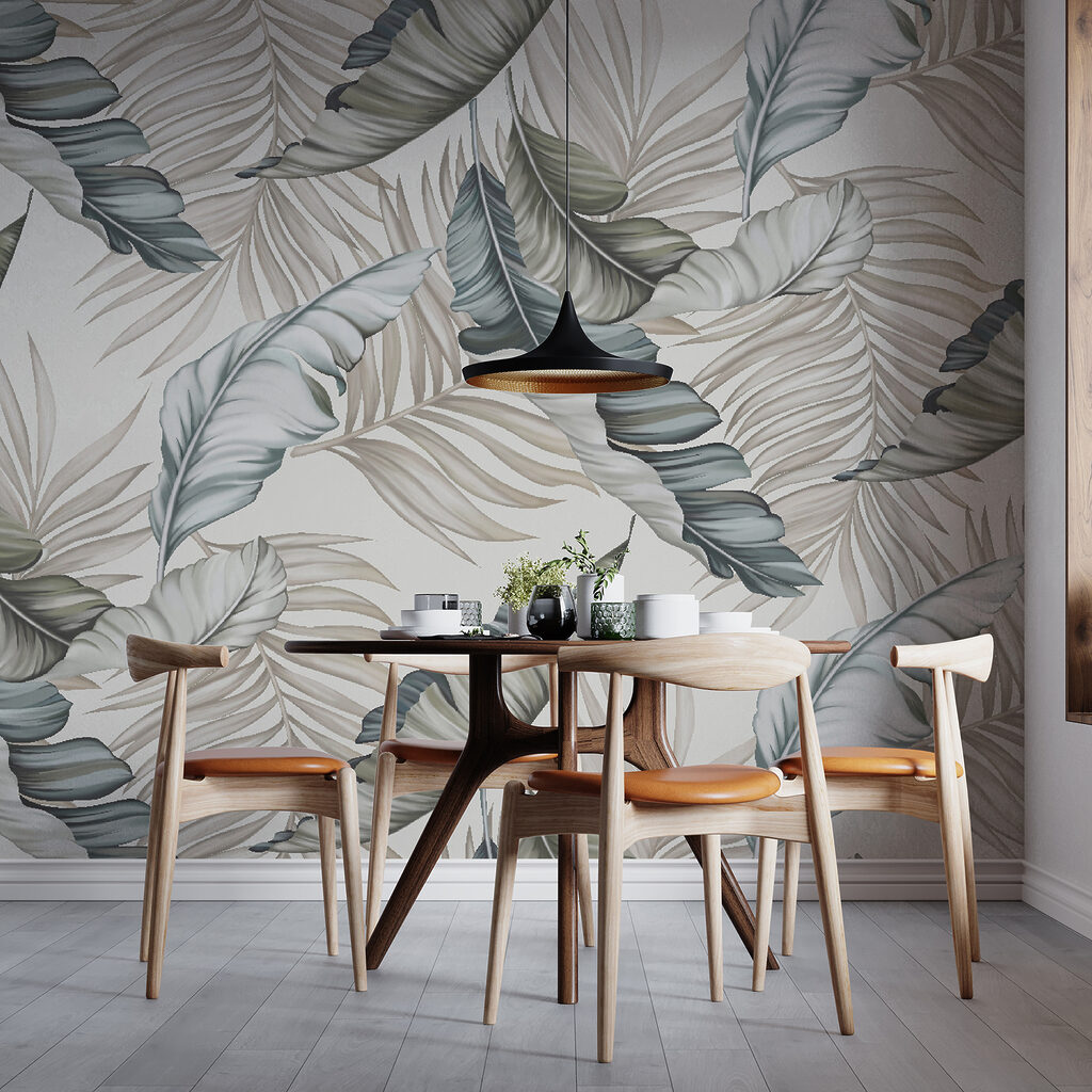 Monochrome tropical leaves — interior 2