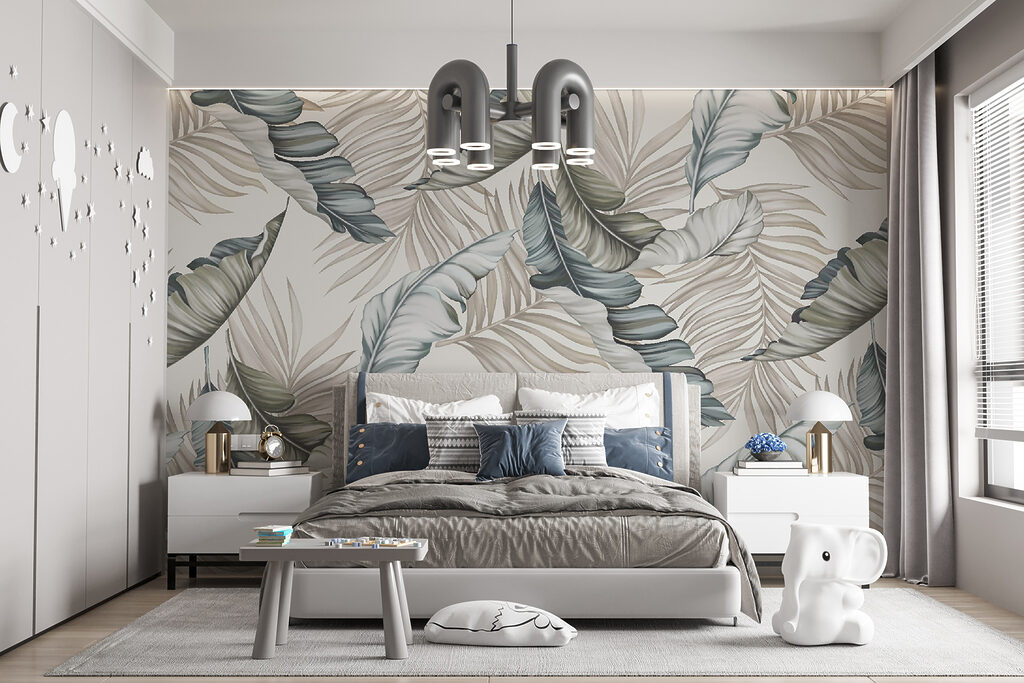 Monochrome tropical leaves — interior 3