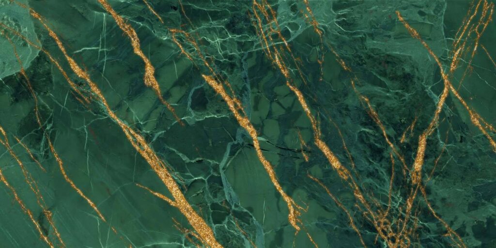 Gold veins on green — full design