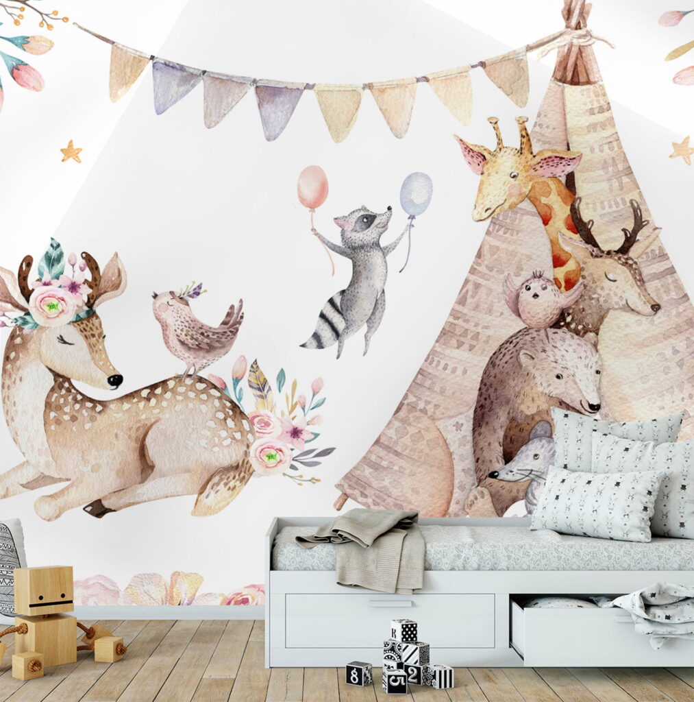 Tipi with woodland friends — interior 1