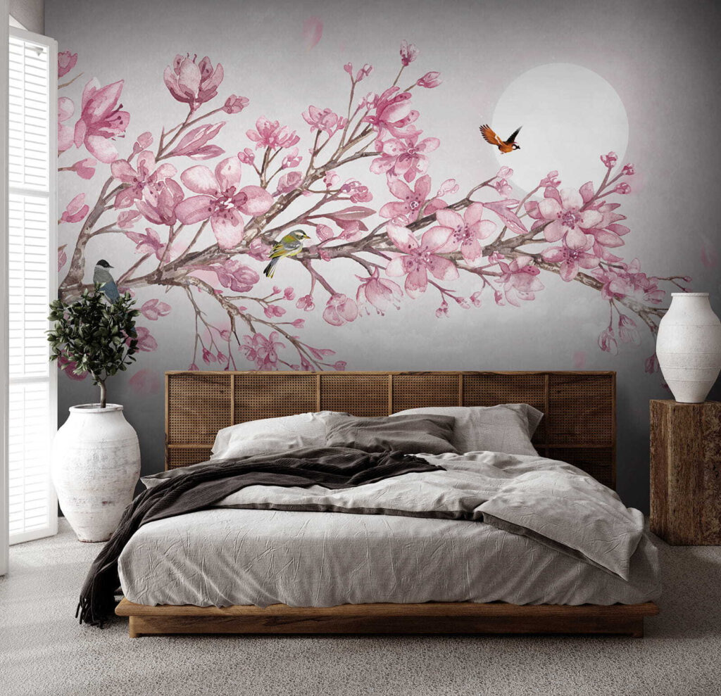 Birds on blossom, moonlight — interior 3