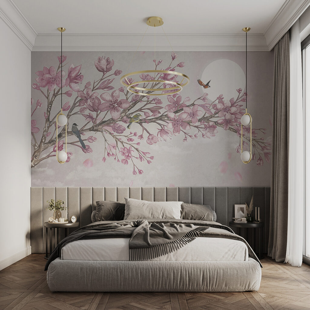 Birds on blossom, moonlight — interior 11