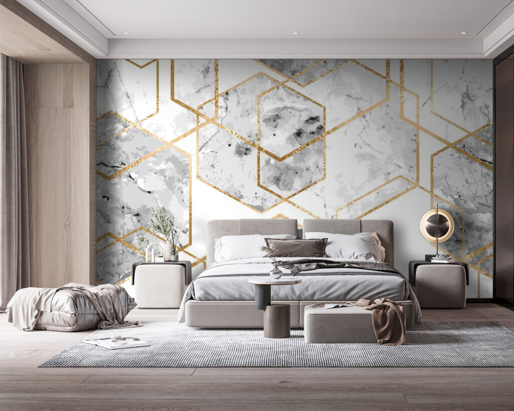 Hexagons with gold edges — interior 2